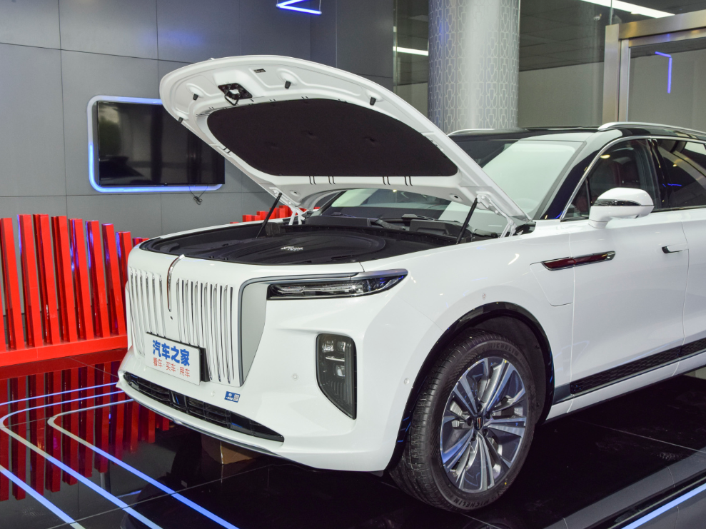 الصينية الفاخرة الراقية HongQi E-HS9 اللون الأبيض 6 مقاعد SUV قابلة للفتح بانورامي فتحة سقف المظلة ev سيارة للبيع الأكثر مبيعًا